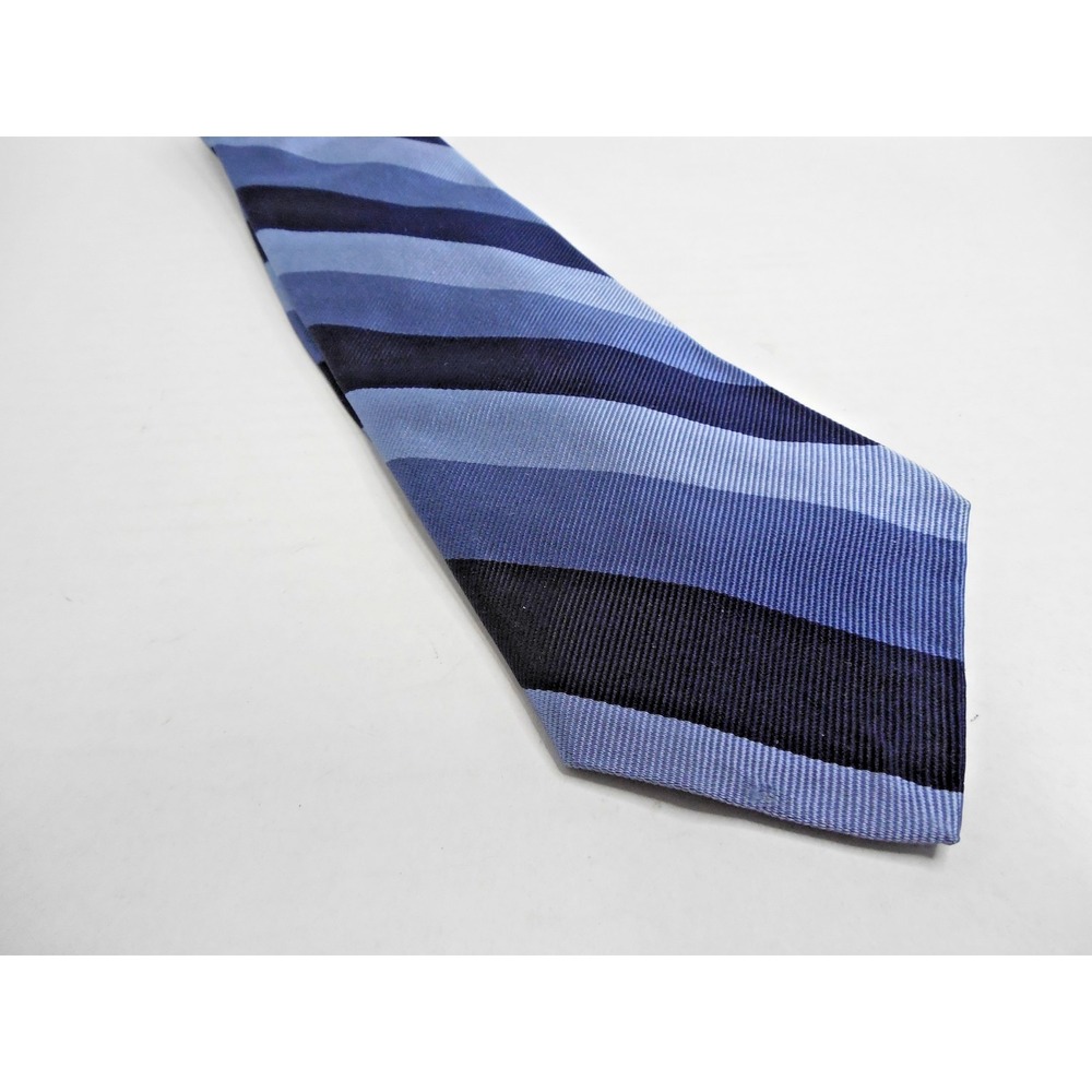 Robert Talbott Voyles St Armands Hand Sewn Repp Stripe Blue Silk Tie 56"x3.25"
